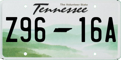 TN license plate Z9616A