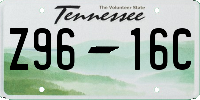 TN license plate Z9616C