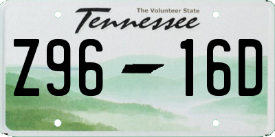 TN license plate Z9616D