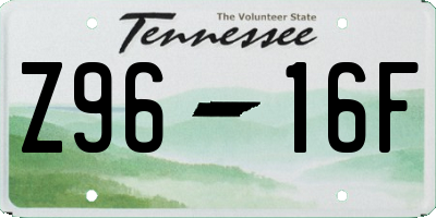 TN license plate Z9616F