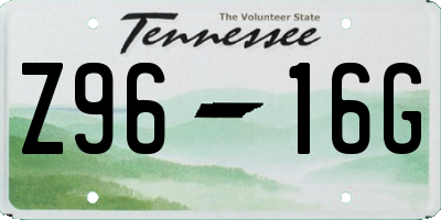 TN license plate Z9616G