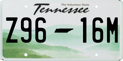 TN license plate Z9616M