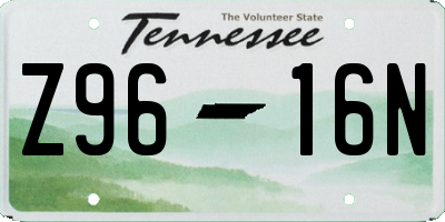 TN license plate Z9616N