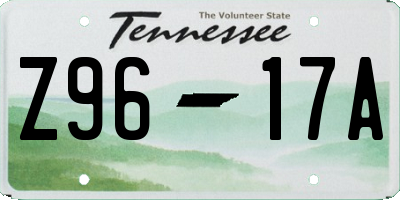 TN license plate Z9617A