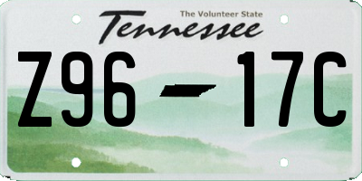 TN license plate Z9617C