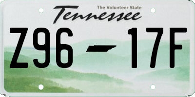 TN license plate Z9617F