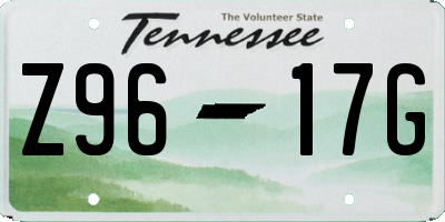 TN license plate Z9617G