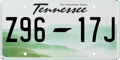 TN license plate Z9617J