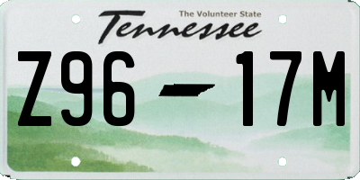 TN license plate Z9617M