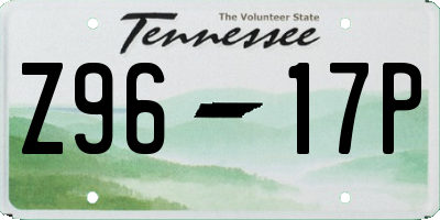 TN license plate Z9617P