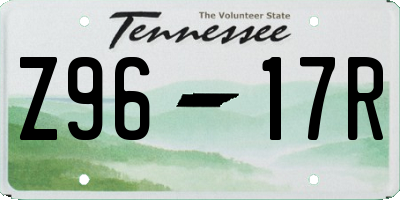 TN license plate Z9617R