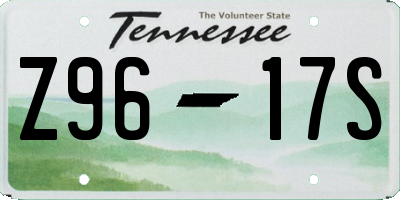 TN license plate Z9617S