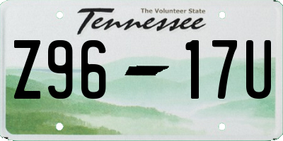 TN license plate Z9617U
