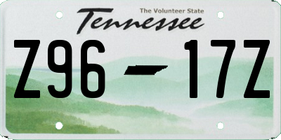 TN license plate Z9617Z