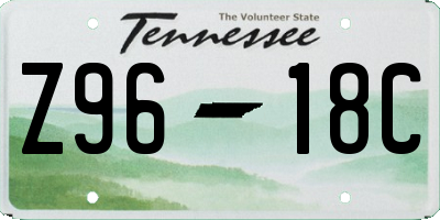 TN license plate Z9618C