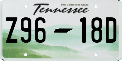 TN license plate Z9618D