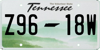 TN license plate Z9618W