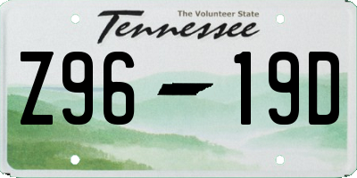 TN license plate Z9619D