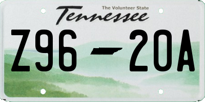 TN license plate Z9620A