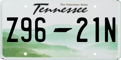 TN license plate Z9621N