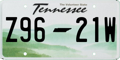 TN license plate Z9621W