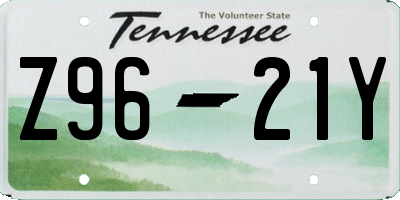 TN license plate Z9621Y