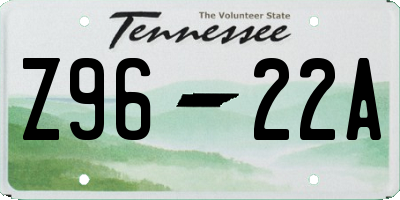 TN license plate Z9622A