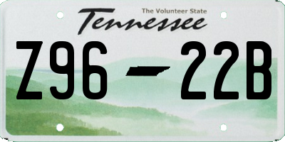 TN license plate Z9622B