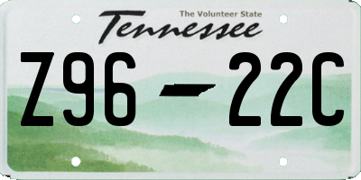 TN license plate Z9622C
