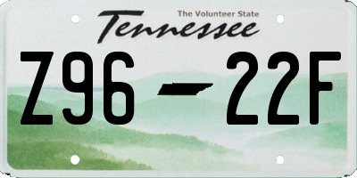 TN license plate Z9622F