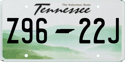 TN license plate Z9622J