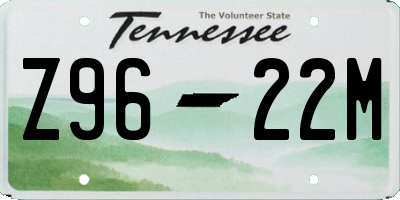 TN license plate Z9622M