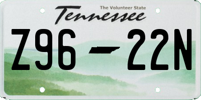 TN license plate Z9622N