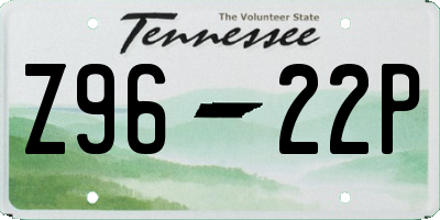 TN license plate Z9622P