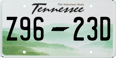 TN license plate Z9623D