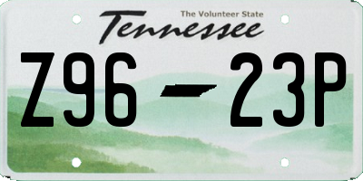 TN license plate Z9623P