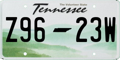 TN license plate Z9623W