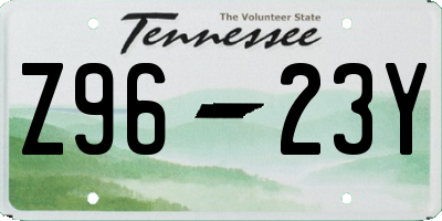 TN license plate Z9623Y