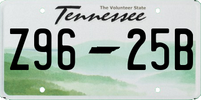 TN license plate Z9625B
