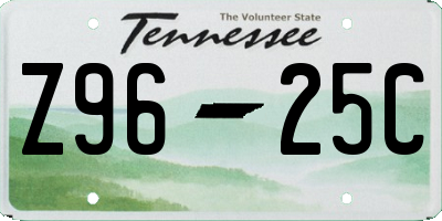 TN license plate Z9625C