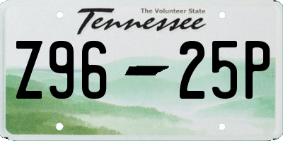 TN license plate Z9625P