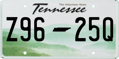 TN license plate Z9625Q