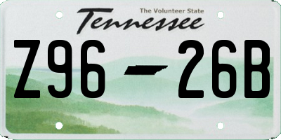TN license plate Z9626B