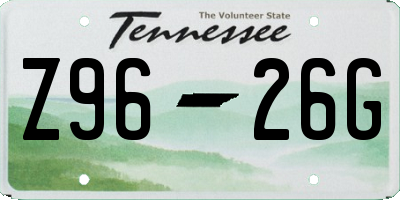 TN license plate Z9626G