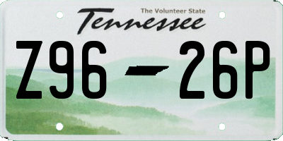 TN license plate Z9626P