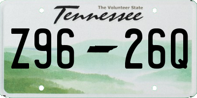 TN license plate Z9626Q