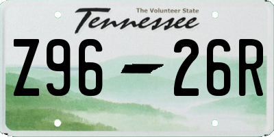 TN license plate Z9626R