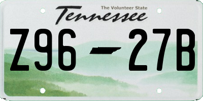 TN license plate Z9627B