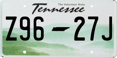TN license plate Z9627J