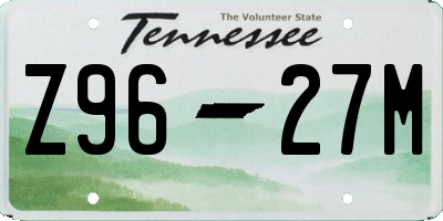 TN license plate Z9627M